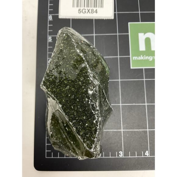 Army Green Translucent Art Glass Cullet Glowing Manganese Slag Glass #5GX84 - Picture 8 of 8